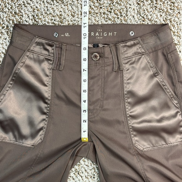 WHITE HOUSE BLACK MARKET Satin Panel Taupe Utility Straight Crop Pants Sz 4L - Picture 14 of 16